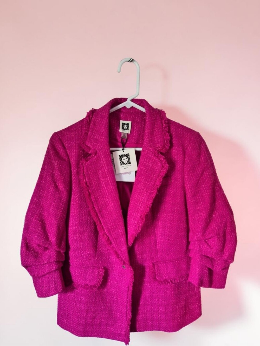 Anne Klein Bright Pink Bouclé Blazer Jacket